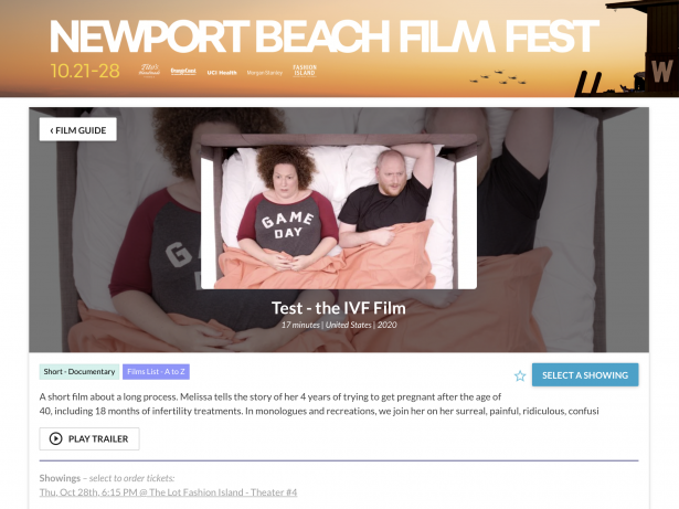 Newport Beach Film Festival, The Lot, 6:15pm on Oct 28th, 2021